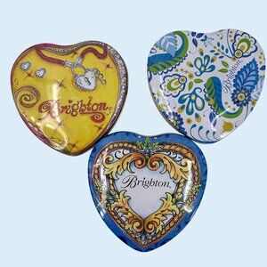 LOT OF 3 BRIGHTON COLLECTIBLE HEART-SHAPED DECORATIVE JEWELRY TINS